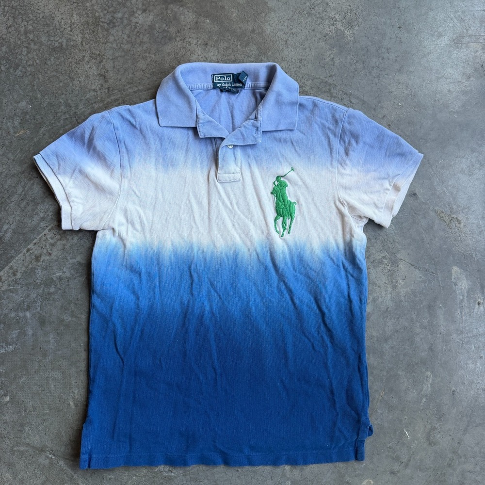 Vintage Polo Ralph Lauren Gradient Ombre Big Pony Polo Shirt Mens S Short Sleeve